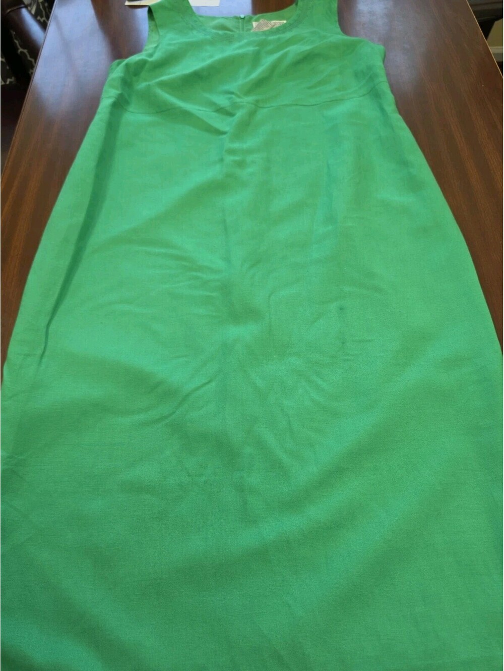 Jessica Howard Womens 14P Kelly Green Linen Blend Sheath Dress Stretch Midi